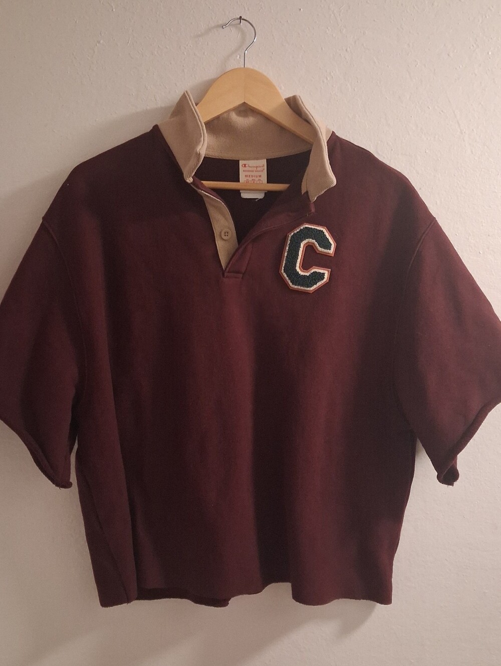 Champion Exclusive Collegiate Reverse Weave Maroon Polo Urban Outfitters Size M
